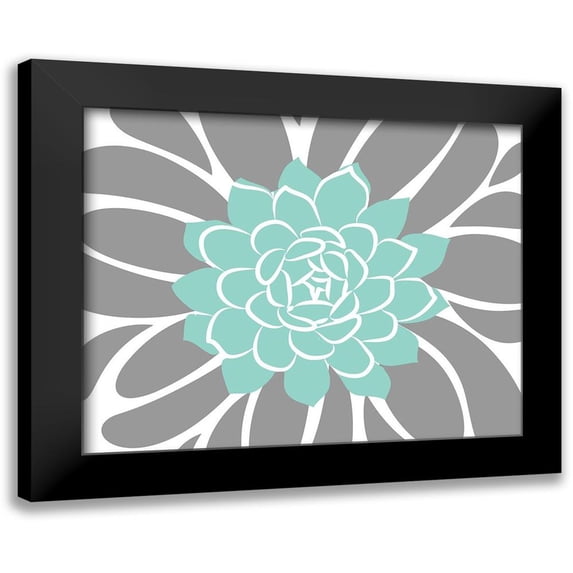 Robinson, Tamara 24x20 Black Modern Framed Museum Art Print Titled - Teal Foliage Floral IV