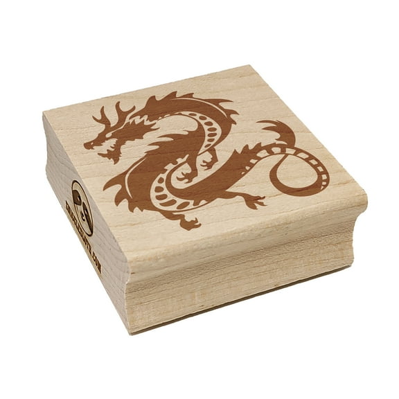Asian Long Dragon Chinese Mythological Creature Square Rubber Stamp Stamping Scrapbooking Crafting - Small 1.25in