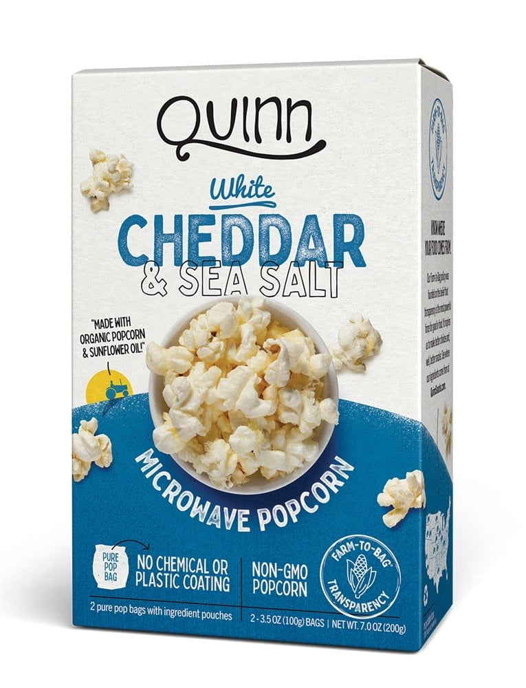 Quinn Snacks Microwave Popcorn White Cheddar & Sea Salt 2 Bags