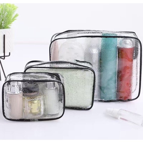 WEISIPU 3 PCS Waterproof Travel Bag Set Transparent Makeup Toiletry Clear Wash Pouch