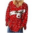 thumbnail image 1 of Camisas casuales de manga larga para mujer, suéter, túnica suelta, blusa con cuello en V y estampado de árbol de Navidad Fridja FKASFK1334, 1 of 4