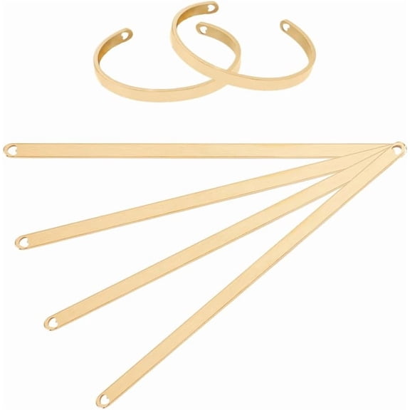 1set 4Pcs Adjustable Cuff Bangle Bracelet Stainless Steel Bracelets Blanks Metal Stamping Engraving Blank Bracelets Bangle with Heart Shape Hole for DIY Cuff Jewelry Bangles Making Gold