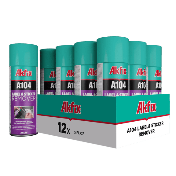 Akfix A104 Adhesive Remover Spray for Labels and Stickers, 6.7 oz - 12 Pack