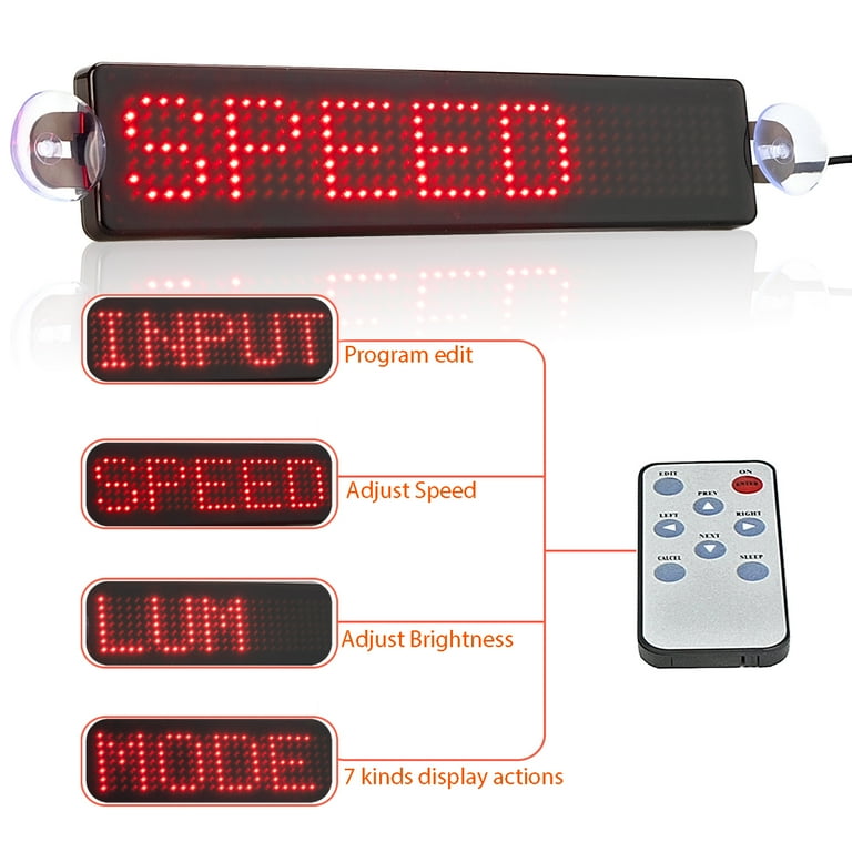 Leadleds DC 12V LED Car Sign Remote Control Scrolling Message