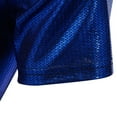 thumbnail image 5 of YYDGH Men's Short Sleeve Collared Metallic Shirts Lapel V-Neck Reflective Sequin Shiny Disco Tops, 5 of 9