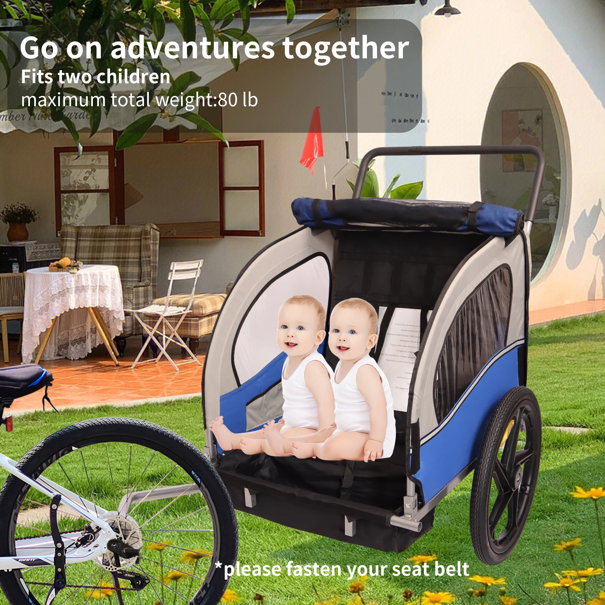 Allen Sports Deluxe 2-Child Foldable Bike Trailer & Stroller Allen Sports Deluxe 2-Child Foldable Bike Trailer & Stroller