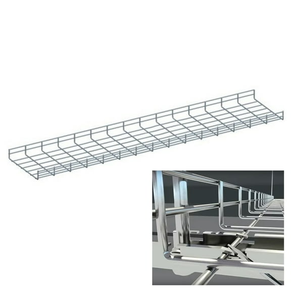 Wire Mesh Cable Tray, 5'L x 12"W x 2"H, Zinc