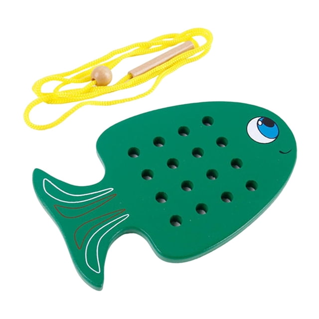 Juguetes para enhebrar cordones, material didáctico, juguetes Montessori de aprendizaje temprano, habilidades motoras finas, rompecabezas educativo de Verde Hugo Enhebrado de cordones