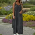 thumbnail image 2 of ABATAB Women's Casual Loose Overalls Jumpsuits One Piece Sleeveless Rompers Wide Leg Long Pant Rompers with Pockets, 2 of 7