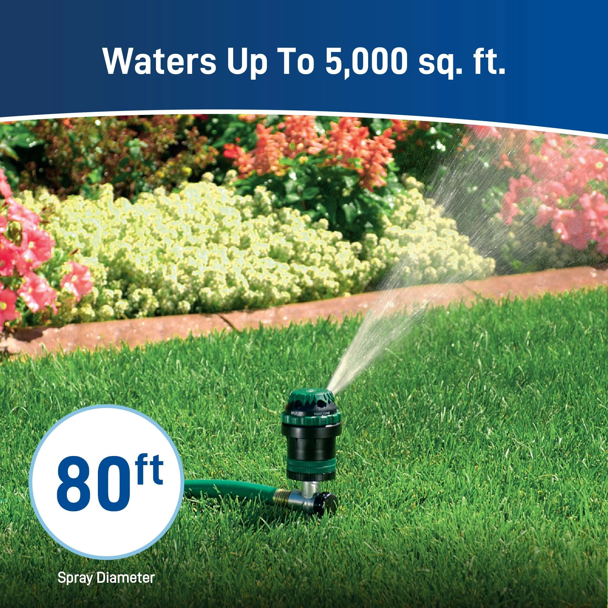 Orbit H2O-6 Gear-Drive Outdoor Hose Watering Lawn Sprinkler on Metal T Spike