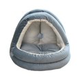 thumbnail image 2 of Lit pour Chat Intérieur, Nid de Chat, Confortable Semi-Fermé Lavable, Tente pour Animaux de Compagnie M Bleu Foncé, 2 of 9