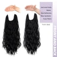 thumbnail image 3 of More Beautiful More Beautiful 18 Inch Natural Black Halo Hair Extensions, Adjustable Transparent Invisible Wire Wavy Hairpiece for Women, 3 of 9