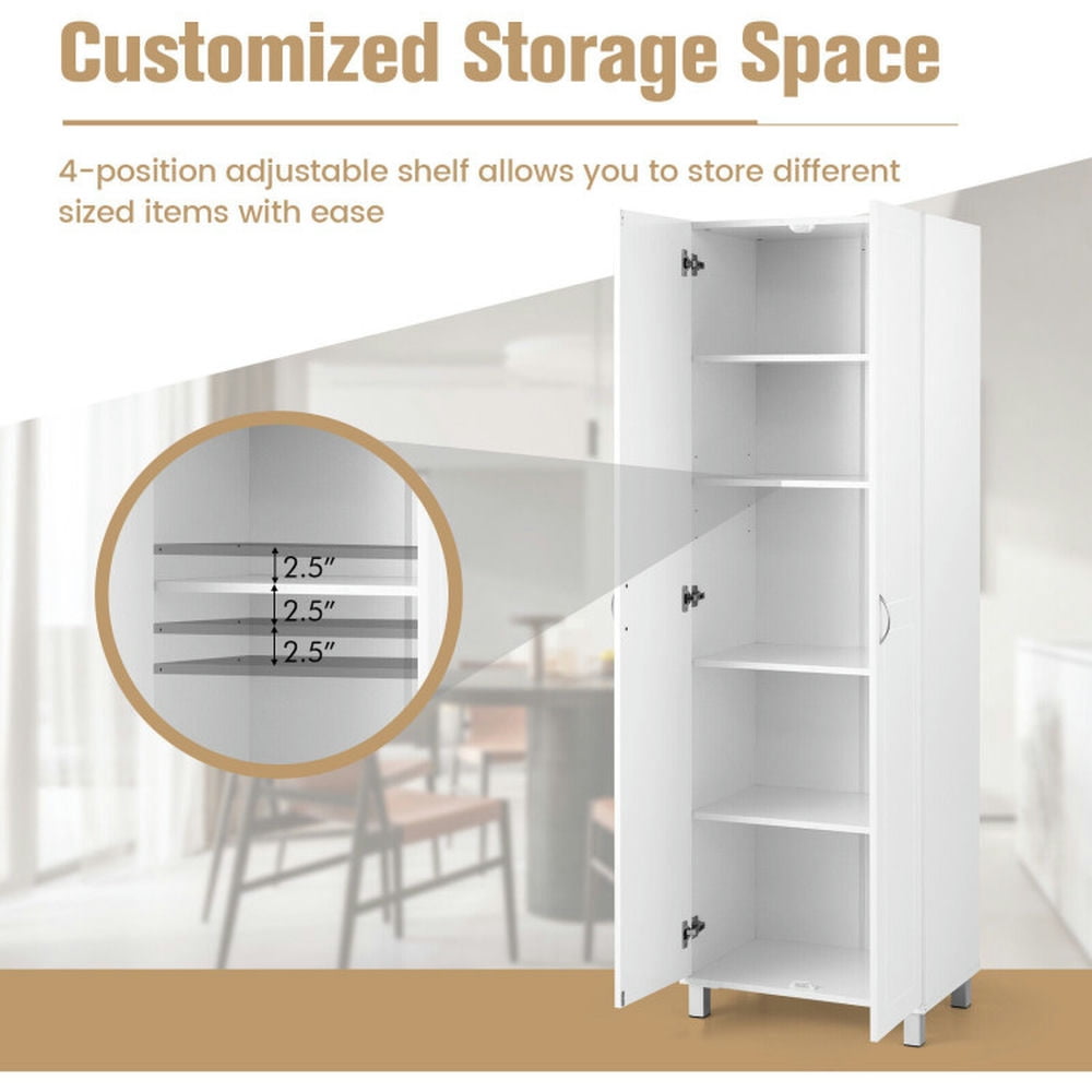 Finihen Kitchen Storage Cabinet, Buffet Sideboard, 73.5 Inch Freestanding Double Door Tall Versatile Storage Organizer, for Dining Room, Kitchen, Living Room, White Finihen Kitchen Storage Cabinet, Buffet Sideboard, 73.5 Inch Freestanding Double Door Tall Versatile Storage Organizer, for Dining Room, Kitchen, Living Room, White