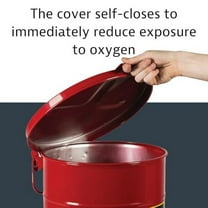 Justrite 6 Gallon Galvanized Steel Oily Waste Can, 16" x 12" Metal Oil Rag Safety Can with Hand Operated Self-Closing Lid for Oil Rag Disposal, Made in The USA, Red, 09110