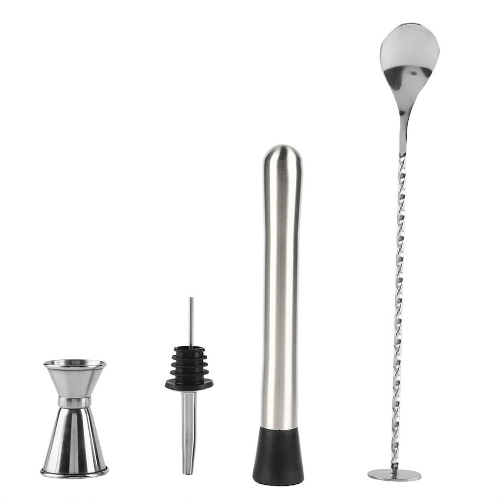 Tebru 4pcs/ Set Durable Stainless Steel Drinking Cocktail Mixing Tool