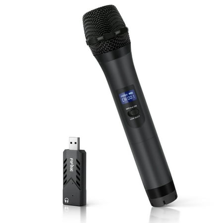 Fifine Wireless Microphone, USB Microphone,UHF Handheld Dynamic Microphone with USB Receiver Output to Mac or PC For Singing,Podcasting and Recording