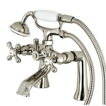 Kingston Brass KS268PN Kingston 7" Center Deck-Mount Clawfoot Tub Faucet with Hand Shower, Polished Nickel
