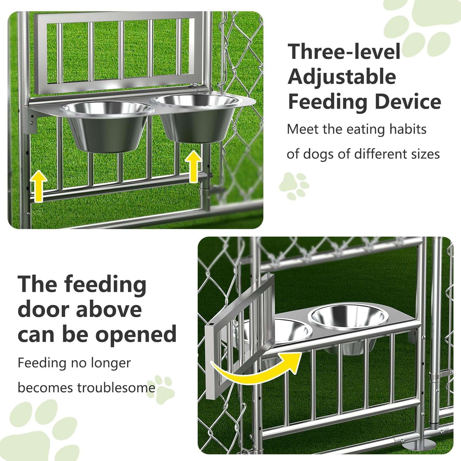 Yesurprise Outdoor Dog Kennel, Large Dog House with Roof Waterproof Cover for Small Medium Large Dog, Pet Playpen with Secure Lock