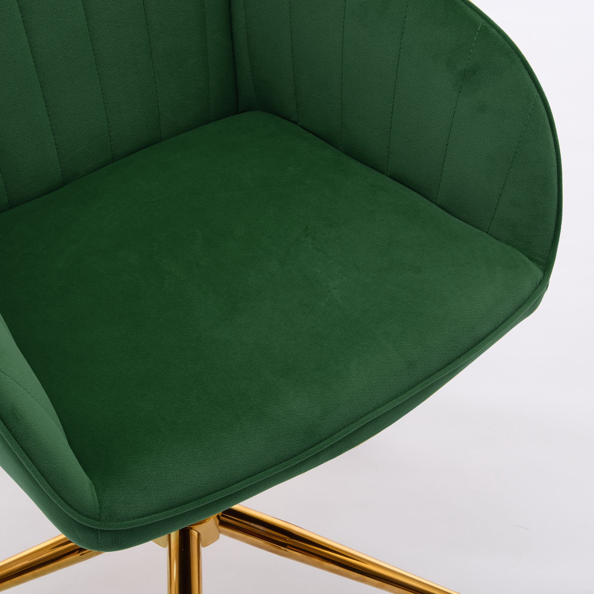 Modern Arm Chair,Adjustable Office Desk Chair with Wheels,Swivel Vanity Chair,Green