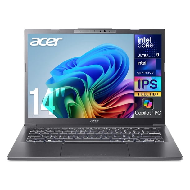 Laptop AI PC ACER Aspire 14 AI Core Ultra 9 288V NPU 48 TOPS 32GB LPDDR5X 1TB Touch 14" IPS FHD+ Teclado Ingles W11H Copilot+ PC
