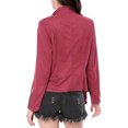 thumbnail image 5 of MODA NOVA Juniors Faux Suede Jacket Long Sleeve Draped Front Moto Jackets Purple Red XS, 5 of 5