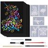 Rainbow Scratch Paper Art Set, Magic Scratch it Off Paper with Animal Template and DIY Kits Great for Party Game Christmas Birthday Kids Gift Home Shop Office Decor (Type A)