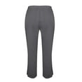 thumbnail image 6 of GEWSEY Womens Cotton Cropped Pants Loose Fit Wide Leg Capri Casual Plus Size Elastic Waist Trousers (Grey, S), 6 of 8