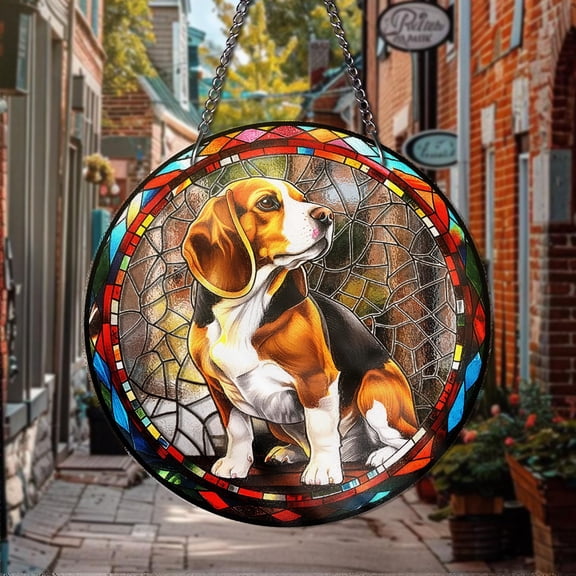 Beagle STAINED GLASS Sun Catcher Relaxing Wiener Dog Window Hanging Dog Lover Gift Cute Hammock Pet Decor for Home Dog Mom Dog Dad