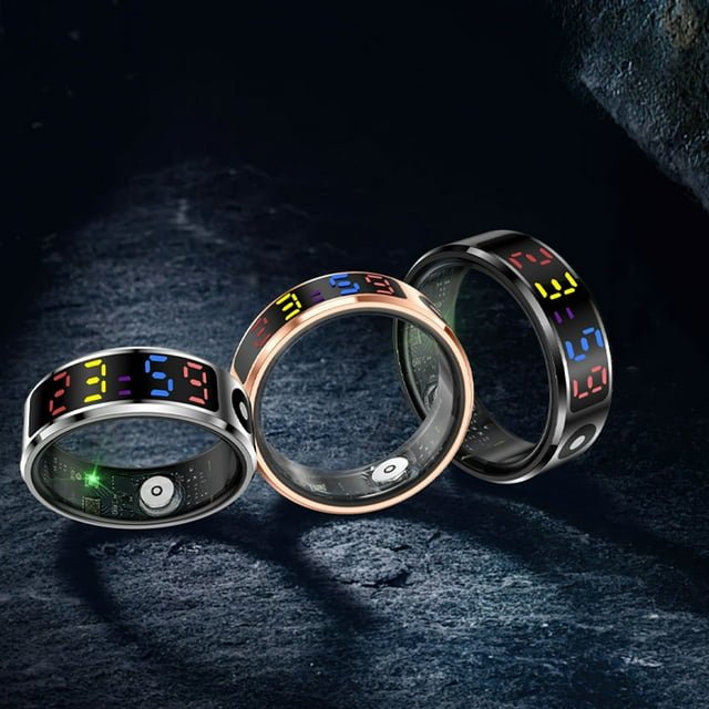 Touch Screen Ring, Multiple Sports Modes Step Counting 5ATM Splash Proof Smart Ring Gold for Running 8,9,10,11,12