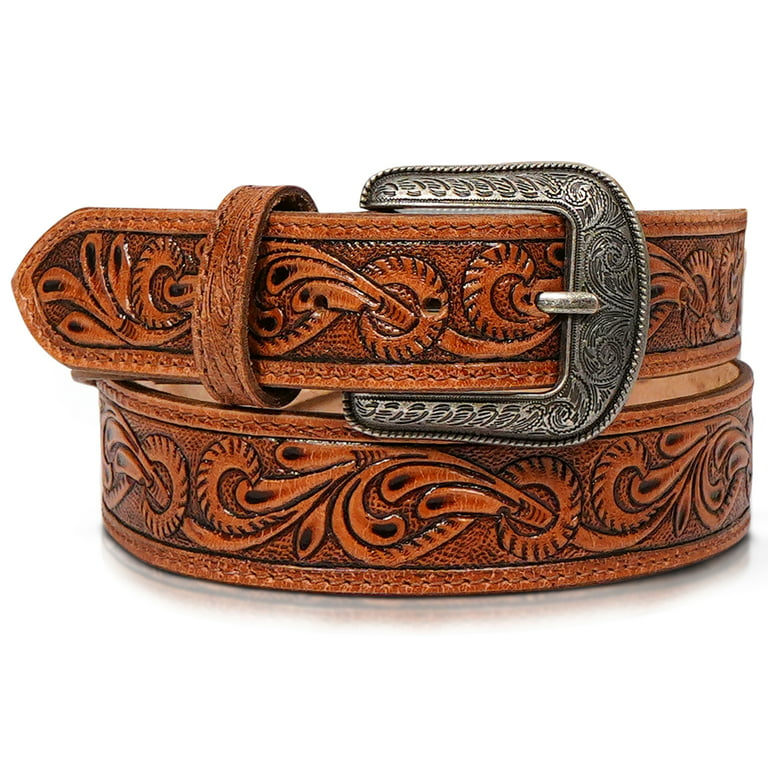 RAWHYD Western Leather Belt - Mens Western Belt - Cowboy Belts for Men,  Waist Size - 30, Belt Size - 32