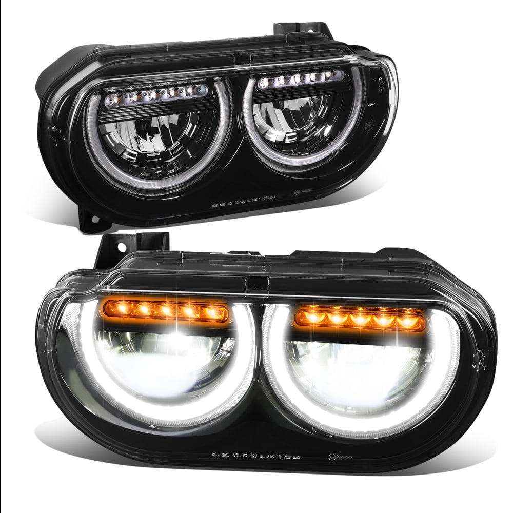 Black [LED DRL Sequential Turn Signal] Headlight Lamp for 0814 Dodge