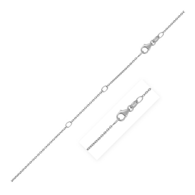 Double Extendable Diamond Cut Cable Chain in 14k White Gold (1.2mm) Size 18 inches