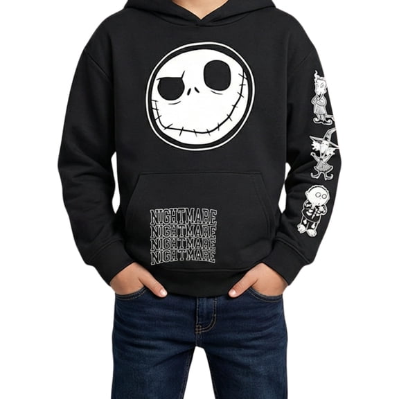 Disney The Nightmare Before Christmas Boys Jack Skellington Pullover Hoodie, Black, Sizes S-XL