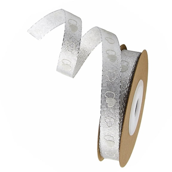 LEORX Silver Heart Printed Ribbon for Gift Wrapping and Wedding Decoration