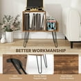 thumbnail image 4 of JWRWEFA Turntable Stand Record Player Console w/ Built-in Charging Station, Metal Legs, Adjustable Dividers, Rustic Brown, Storage for Vinyl Records, Books & Audio Equipment, 4 of 9