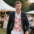 thumbnail image 3 of Yuyamidu Gingerbread Man Mens V Neck Suit Vest for Wedding Prom Tuxedo Dress with Adjustable Back Strap Pink Christmas Casual Waistcoat for Men Size L, 3 of 7