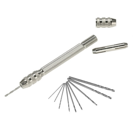 Professional Mini Hand Drill Set with 10pcs High-speed Steel Twist Drill Bit (Drill Bits For Steel Best)