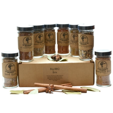 Big BBQ Box ~ BBQ Rub and Spices Gift Set of 8 ~ Gift Set by High Plains Spice Company ~ Gourmet Meat and Veggie Spice Blends & Rubs For Beef, Chicken, Veggies & All Recipes ~ Handcrafted Spice