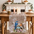 thumbnail image 2 of Table Runner 48 Inches Long for Kitchen Dining, Birds Floral Dresser Scarf Farmhouse, Dining Table Decorations for Wedding/Parties, Farmhouse Pink Flower Leaf Wood Grain Brown 13 x 48 In, 2 of 8
