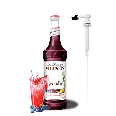 Monin Grenadine Syrup with Pump, 750ml – Premium Gourmet Cocktail & Beverage Syrup