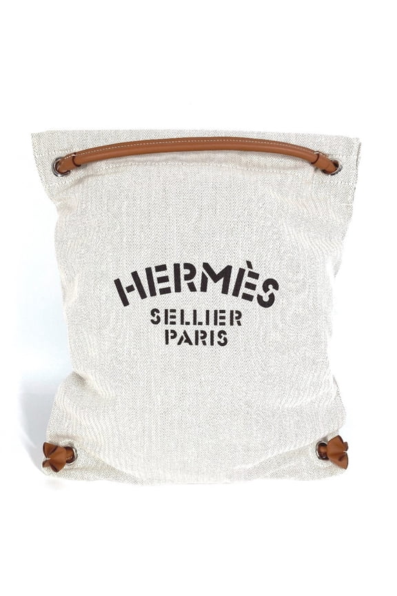 Pre-Owned HERMES Sac Aline MM Logo Backpack, Toile Chevron, Barenia, Men's/Women's,... (Good)