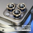 thumbnail image 2 of Dteck Compatible for iPhone 15 Camera Lens Protector,Bling Glitter 9H Tempered Glass Camera Cover Screen Protector Metal Ring HD Clear Case Friendly,Gold, 2 of 5
