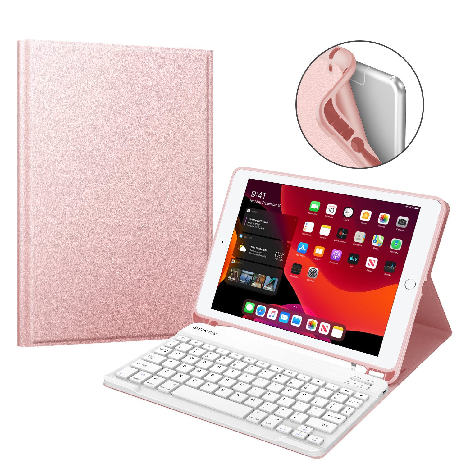 Fintie TPU Keyboard Case for iPad 10.2 inch 7th 8th Generation [Builtin Pencil Holder] Tablet