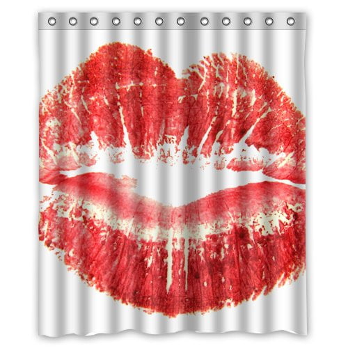 HelloDecor Sexy Red Lips Shower Curtain Polyester Fabric Bathroom ...