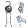 thumbnail image 4 of Bastón con Asiento Plegable, Bastón con Asiento, Bastones para Caminar, Bastón Grueso Antideslizante de Cuatro Patas para Ancianos, Ayudas para Viajes al Aire Libre(negro) Amonsee  No, 4 of 7