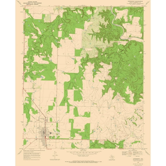Topographical Map - Aspermont Texas Quad - USGS 1968 - 23 x 28.23 - Vintage Wall Art