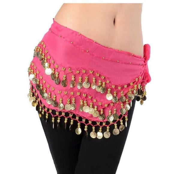 Unisex Polyester Fiber Belly Dance Waist Chain - Versatile for Modern & Traditional Dances, All-Season Performance Accessory, Global Popularity, Manufacturer Direct Sale (Rose Red, One Size)