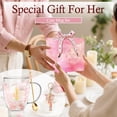 thumbnail image 6 of Gifts for Women Glass Coffee Mugs Unique Christmas Birthday Xmas Gifts for Women Her Ladies Espresso Tea Cups Personalised Best Friend Gift Cute Pink Double Walled Glass Mugs Valentine's Mother's Day, 6 of 7