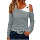 thumbnail image 1 of mfyjkho Tops Elegantes Para Mujer, Blusa Informal De Color Liso Con Hombros Descubiertos Y Hebilla De Metal Para Mujer Tops Para Salir Para Mujer S, 1 of 6