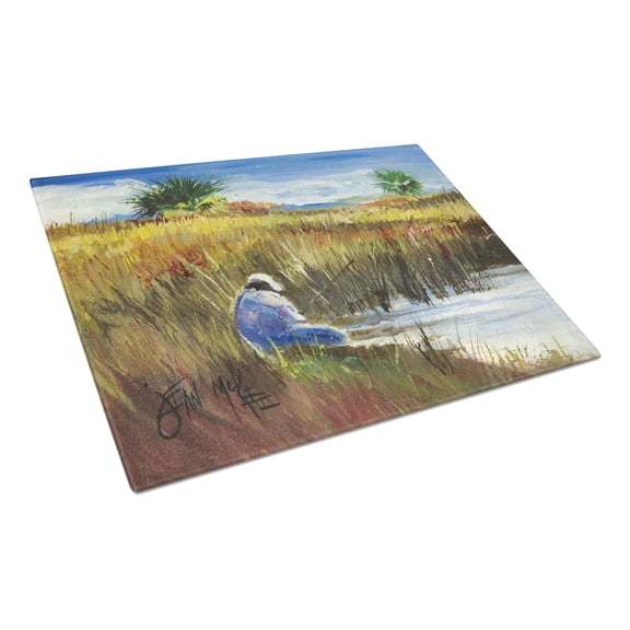 Caroline's Treasures Fisherman on the Bank Glass Cutting Board Large